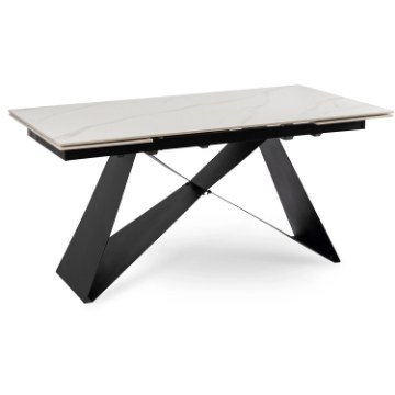 Mebel Elite Стіл Victor, керамічний, розкладний, 160–240 см, білий мармур/чорний, ME.VICTOR/B/S - Home Club
