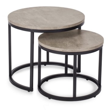 Mebel Elite Набір столиків Rocky, бетон/чорний, ME.ROCKY/BET/CZ/L - Home Club