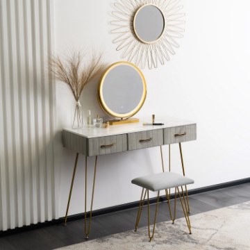 Mebel Elite Туалетный столик Sandy, серый/золотой, ME.SANDY/P/ZL/B - Home Club