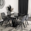 Mebel Elite Комплект: стіл Clark 120–160 см, чорний глянцевий, та 4 стільці Rick, сірі, DUBAJ/CZ/PL/S/RICK/P/V/Z4/K - Home Club, зображення 3