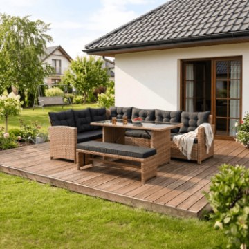 Mebel Elite Набор садовой мебели Limpio светло-коричневый/чёрный, ME.LIMPIO/MIO/RT/OGR/ZES - Home Club