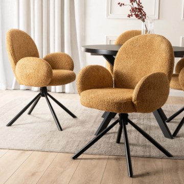 Mebel Elite Вращающееся кресло Musso, горчичного цвета, из ткани букле, ME.MUSSO/CU/CZ/TB/K - Home Club