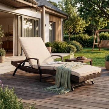 Mebel Elite Садовое кресло Feliz, коричнево-бежевое, из техноротанга, ME.FELIZ/BZ/T/OGR/LEZ - Home Club