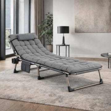 Mebel Elite Садовый шезлонг «Полевая кровать» Saturn, серый, ME.SATURN/P/T/LOZ - Home Club