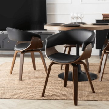 Mebel Elite Стул Gary из экокожи, черный/орех, ME.GARY/CZ/O/DG/E/K - Home Club