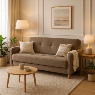 Mebel Elite Комплект із 2 розкладних диванів Cuba бежевого кольору, PPHUE.BALI/PAROS3/Z2/WER - Home Club