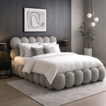 Mebel Elite Кровать 140x200 Ankara с ящиком для хранения, серая, букле, ME.ANKARA/140/P/TB/LOZZPOJ - Home Club