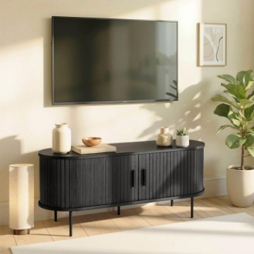 Mebel Elite Тв-тумба Trish 120 см, двухдверная, черная, ME.TRISH/CZ/RTV120 - Home Club