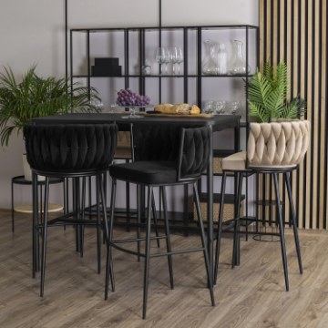 Mebel Elite Барный стул Flores, черный, велюровый, ME.FLORES/CZ/V/H - Home Club