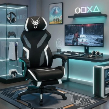 Mebel Elite Игровое вращающееся кресло Maximo, чёрно-белого цвета, ME.MAXIMO/CZ/B/T/FO - Home Club