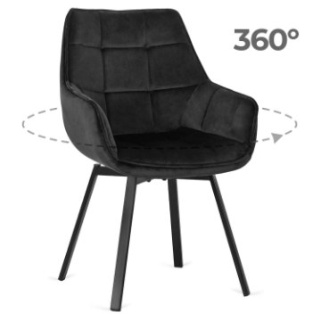 Mebel Elite Обертове крісло Luna, чорне, велюрове, ME.LUNA/CZ/V/K - Home Club