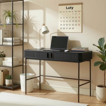 Mebel Elite Письменный стол Trish 120 см с рифленой поверхностью, черный, ME.TRISH/CZ/B120 - Home Club