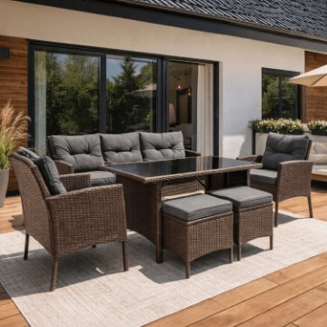 Mebel Elite Комплект садовой мебели Atlanta, коричневый, ME.ATLANTA/BR/RT/OGR/ZES - Home Club