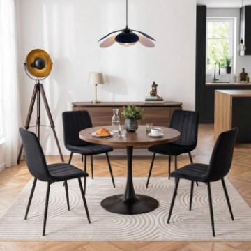 Mebel Elite Стол Lino 100 см, дуб рустикальный/чёрный, ME.LINO/DRU/S - Home Club