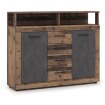Mebel Elite Комод Blago Midi B 119,5 см, темный дуб/чёрный, W.LUNA/MIDIB/OSD/MA/KOM2D4S - Home Club