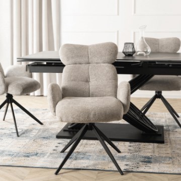 Mebel Elite Вращающееся кресло для гостиной Alvaro, серое, букле, ME.ALVARO/P/TB/K - Home Club
