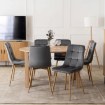 Mebel Elite Комплект из стола Harry (102–142 см) из дуба Artisan и 6 стульев Fredy серого цвета, W.HARRY/DA/S/FREDY/P/D/V/Z6/K - Home Club