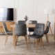 Mebel Elite Комплект: стіл Harry (102–142 см) з дуба Artisan та 6 стільців Fredy сірого кольору, W.HARRY/DA/S/FREDY/P/D/V/Z6/K - Home Club