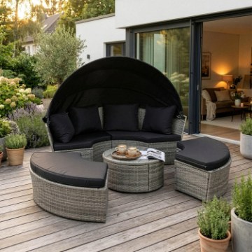 Mebel Elite Остров «Огородный» California из техноротанга, светло-серый, ME.CALIFORNIA/JP/RT/OGR/ZES - Home Club