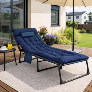 Mebel Elite Садовый шезлонг «Полевая кровать» Venus, темно-синий, ME.VENUS/GR/T/LOZ - Home Club