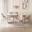 Mebel Elite Комплект: стол Luigi 160–240 см, белый мрамор/кашмир, и 4 кресла Torino кремового цвета, LUIGI/B/KASZ/S160-240/TORINO/KR/KASZ/T/Z4/K - Home Club