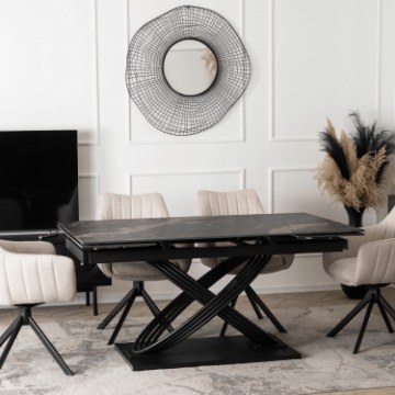 Mebel Elite Стіл Ibiza керамічний розкладний 160–240 см, чорний, ME.IBIZA/CZZL/CZ/S160-240 - Home Club
