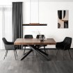 Mebel Elite Комплект: стол Hampton 160–240 см (дуб рустикальный/чёрный) и 4 стула Bresso (чёрные), HAMPTON/RU/CZ/S160-240/BRESSO/CZ/V/Z4/K - Home Club