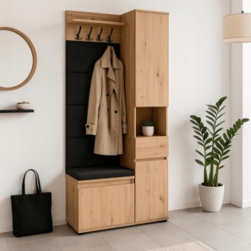 Mebel Elite Комплект для прихожей Parma 80 см, дуб Artisan/графит, W.PARMA/80/DA/PRZEDPO/ZES - Home Club
