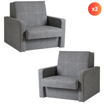 Mebel Elite Набор из 2 одноместных кресел-кроватей Milan 1, серый, PPHUE.MAJA1/POLARIS19/Z2/FW - Home Club