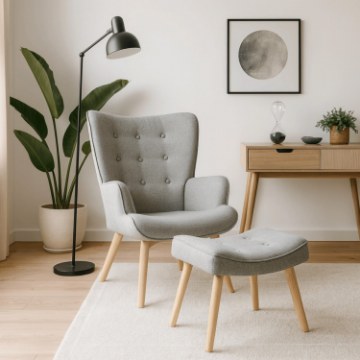 Mebel Elite Кресло Lozano 2 с подставкой для ног, серого цвета, ME.LOZANO2/P/DK/T/FW - Home Club