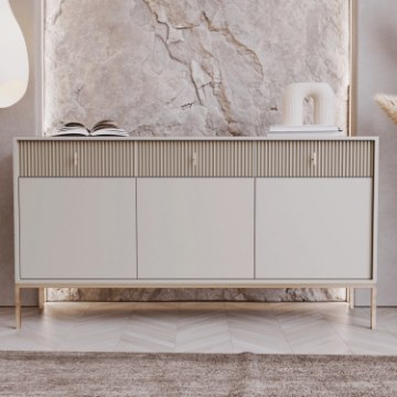 Mebel Elite Комод Marcos 154 см с рифлением, цвет «Кашмир/Золотой», W.MAGGIORE/KASZ/BZ/ZL/KOM3D3S - Home Club
