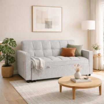 Mebel Elite Раскладной диван Aster 2 для сна, серый, ME.ASTER2/P/T/SOF - Home Club