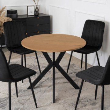 Mebel Elite Стол Lauren 80 см, дуб золотистый/чёрный, ME.LAUREN/D/CZ/S80 - Home Club