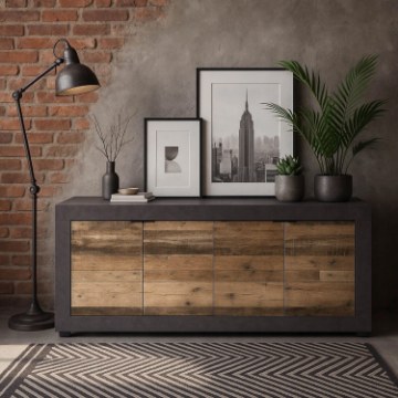 Mebel Elite Комод Blago 180 см, темный дуб/чёрный, W.LUNEA/MA/OSD/KOM4D - Home Club