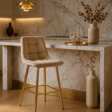 Mebel Elite Барный стул Ariel цвета экрю из велюра, ME.ARIEL/EC/ZL/V/H - Home Club
