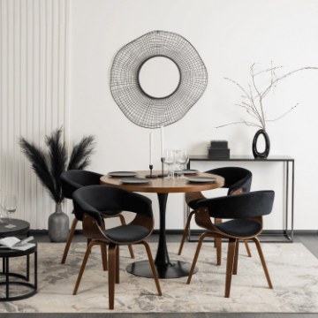 Mebel Elite Стул Gary из велюра, черный/орех, ME.GARY/CZ/O/V/DG/K - Home Club