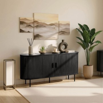 Mebel Elite Двухдверный комод с выдвижными ящиками Trish 140, черный, ME.TRISH/CZ/KOM140 - Home Club