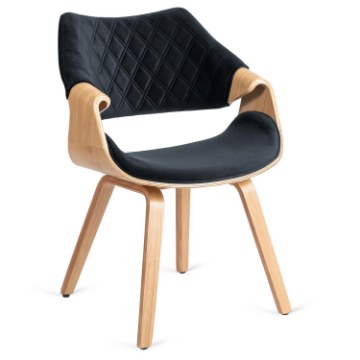 Mebel Elite Стілець Luise з велюру, чорний, з гнутої фанери, ME.LUISE/CZ/DZ/V/DG/K - Home Club