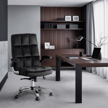 Mebel Elite Вращающееся кресло London, черное, велюровое, ME.LONDON/CZ/V/FO - Home Club