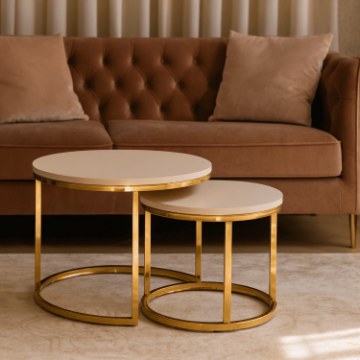 Mebel Elite Набір столиків Apulia Кашмір/Золотий, ME.APULIA/KASZ/ZL/L - Home Club
