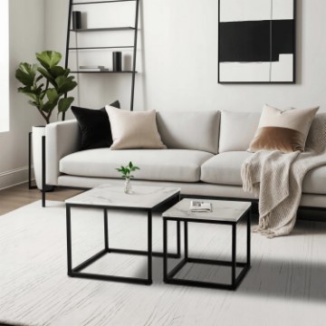 Mebel Elite Набір столиків Ori «Білий мармур», ME.ORI/BM/CZ/L - Home Club