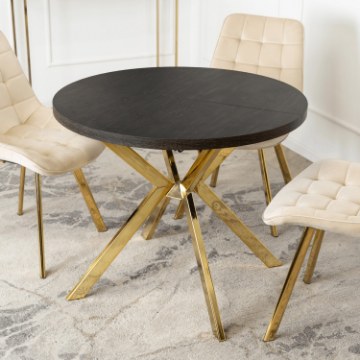 Mebel Elite Стіл Lugo, розкладний, 90–190 см, чорний/золотий, ME.LUGO/CZ/ZL/S - Home Club