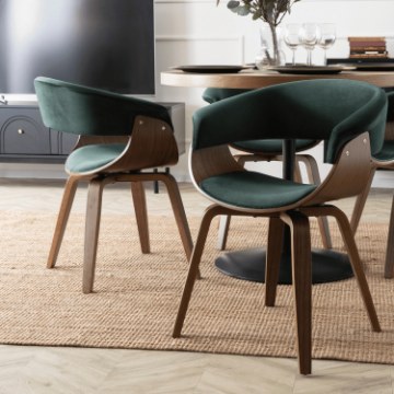 Mebel Elite Стул Gary из велюра, зелёный/орех, ME.GARY/Z/O/V/DG/K - Home Club