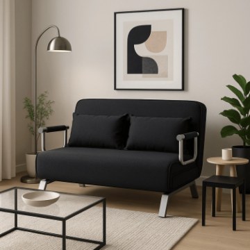 Mebel Elite Двухместное раскладное кресло Bart 2, чёрного цвета, ME.BART2/CZ/T/FW - Home Club