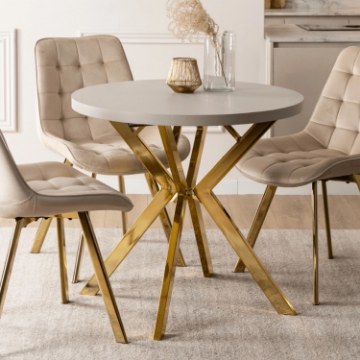 Mebel Elite Стол Dorian, раскладной, 80–160 см, цвет «Кашмир»/«Золотой», ME.DORIAN/KASZ/ZL/S - Home Club