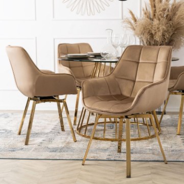 Mebel Elite Вращающееся кресло Mia, бежевое, велюровое, ME.MIA/BZ/ZL/V/K - Home Club