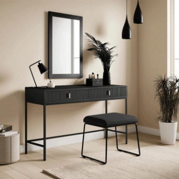 Mebel Elite Туалетный столик Marcos, черный, с рифлением, W.MAGGIORE/CZ/B - Home Club