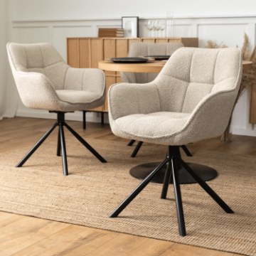Mebel Elite Вращающееся кресло Peony бежевого цвета с букле-тканью, ME.PEONY/BZ/T/K - Home Club