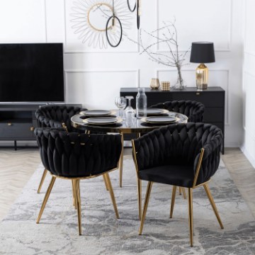Mebel Elite Стул Capi, чёрный, плетеный, велюровый, ME.CAPI/CZ/ZL/V/K - Home Club
