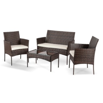 Mebel Elite Комплект садовой мебели Missisipi, коричневый/бежевый, ME.MISSISIPI/BR/RT/OGR/ZES - Home Club